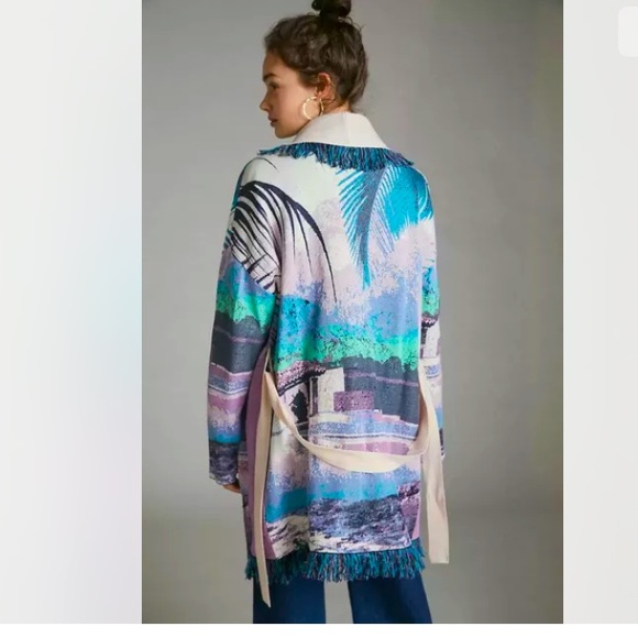 Anthropologie NWT Alvdomartins Moira Fringed Cardigan Size M. - Picture 4 of 12